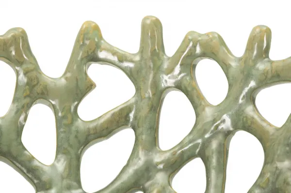 Mauro Ferretti Keramická dekoratívna miska Coral 35 cm zelená