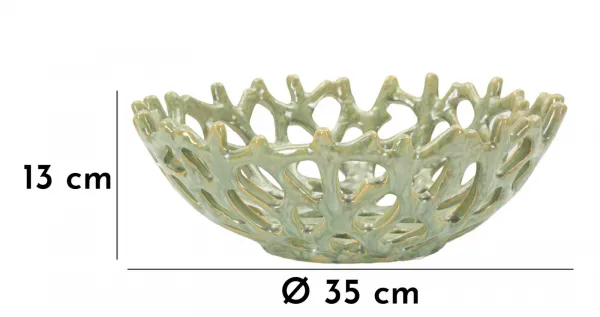 Mauro Ferretti Keramická dekoratívna miska Coral 35 cm zelená