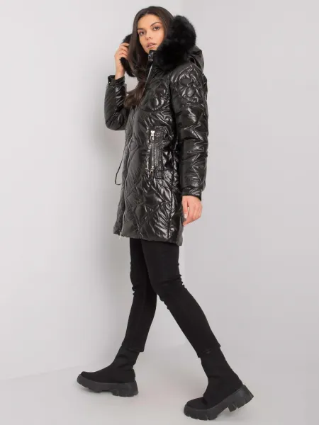 Black winter jacket with hood by Latiana