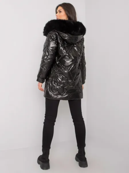Black winter jacket with hood by Latiana