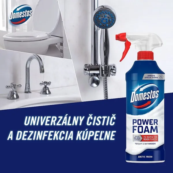 Domestos Power Foam Arctic Fresh čistiaca pena na toaletu a kúpelňu 435 ml
