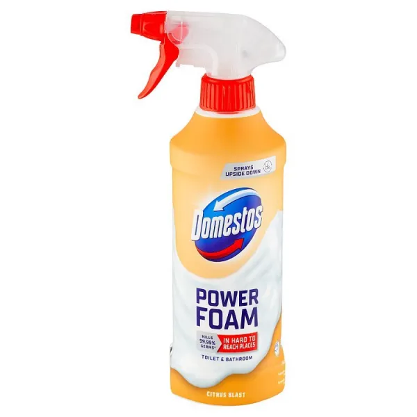 Domestos Power Foam Citrus Blast čistiaca pena na toaletu a kúpelňu 435 ml