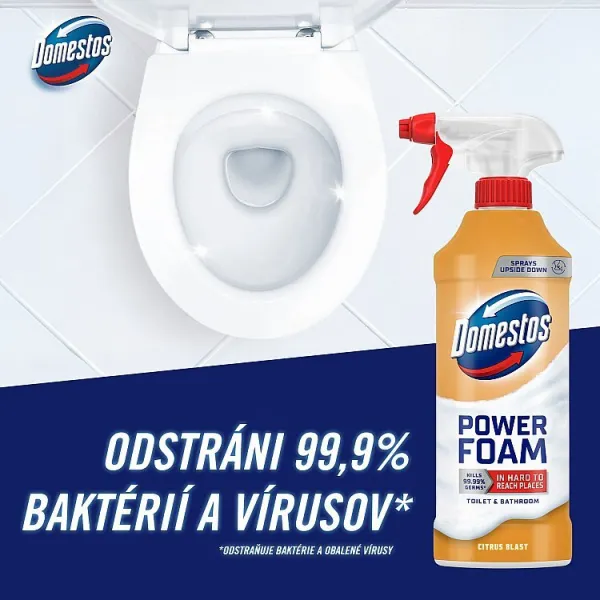 Domestos Power Foam Citrus Blast čistiaca pena na toaletu a kúpelňu 435 ml