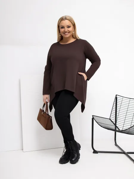 Tmavohnedá plus size blúzka