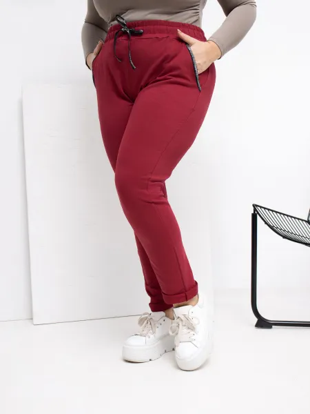 Bordové tepláky Plus Size
