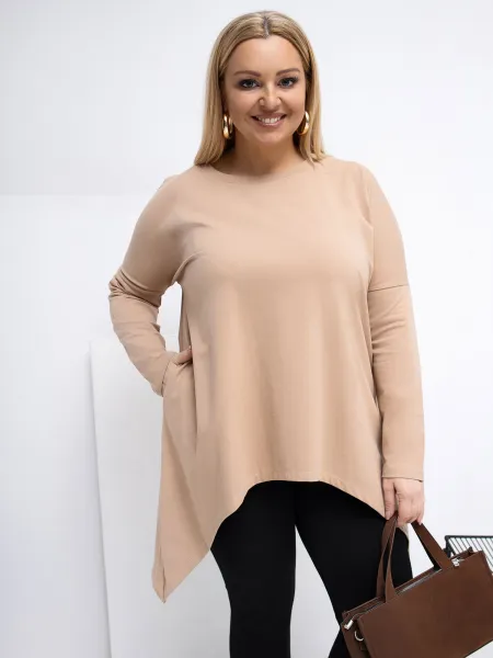 Plus size blúzka v béžovej farbe
