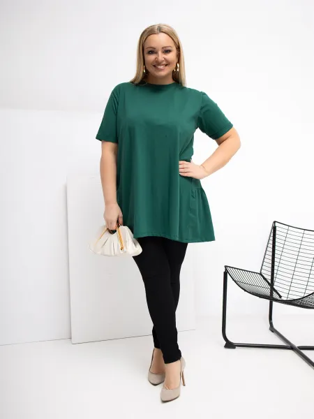 Plus size blúzka v tmavozelenej farbe