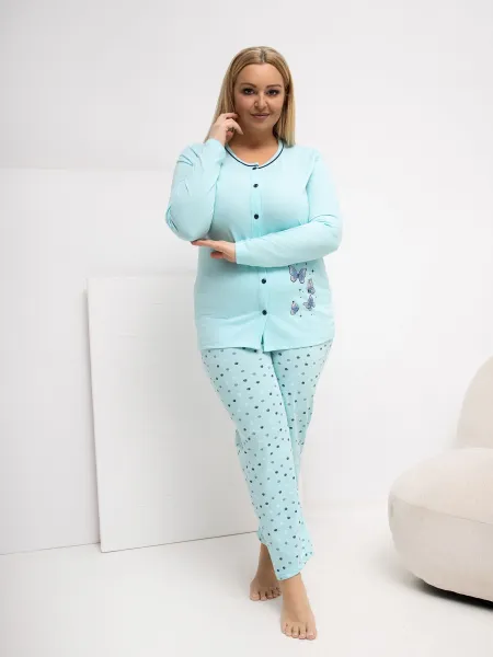 Dámske plus size pyžamo v mätovej farbe
