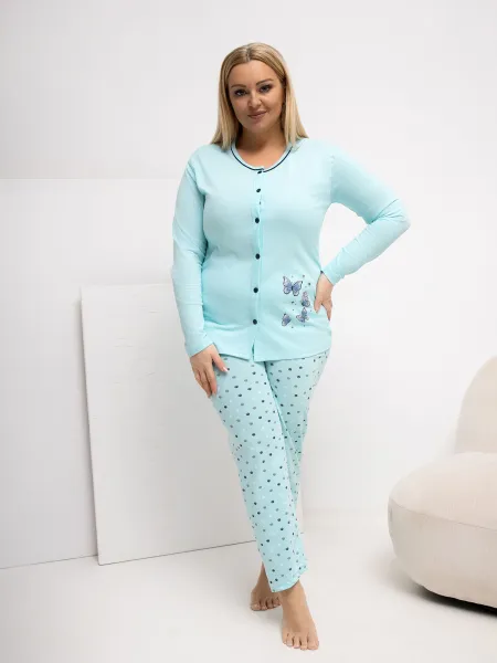 Dámske plus size pyžamo v mätovej farbe