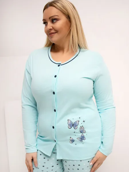 Dámske plus size pyžamo v mätovej farbe