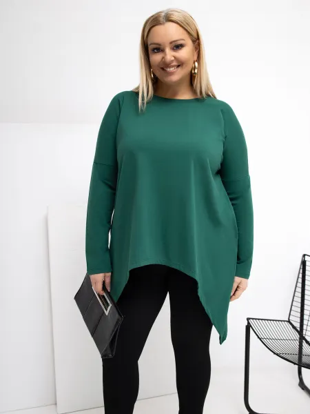Plus size blúzka v tmavozelenej farbe