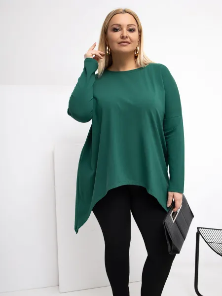 Plus size blúzka v tmavozelenej farbe