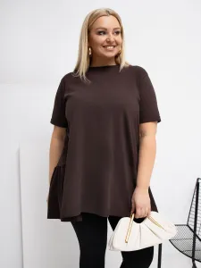 Plus size tunika v tmavohnedej farbe