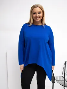 Asymetrická plus size blúzka v kobaltovej farbe
