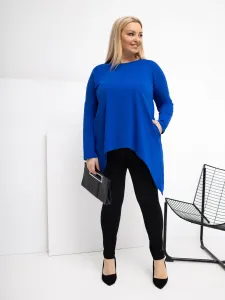 Asymetrická plus size blúzka v kobaltovej farbe