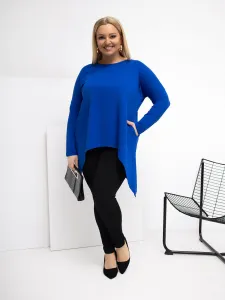 Asymetrická plus size blúzka v kobaltovej farbe