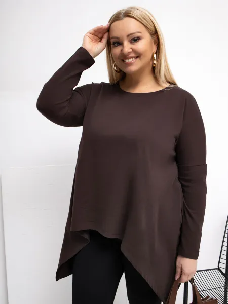 Tmavohnedá plus size blúzka