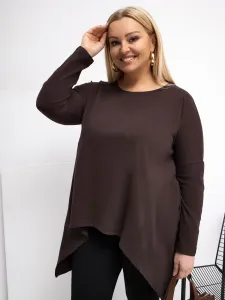 Tmavohnedá plus size blúzka