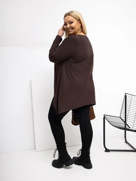 Tmavohnedá plus size blúzka