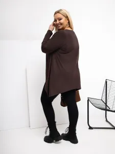 Tmavohnedá plus size blúzka