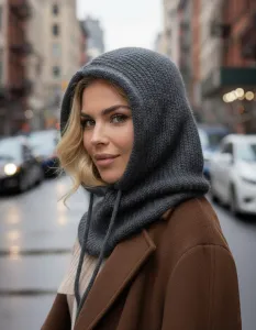 Lema Zimný dámsky kapucňový nákrčník 2v1 – módna balaclava (viac farieb) Farba: Ecru, Veľkosť: UNI