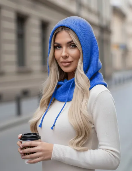 Lema Zimný dámsky kapucňový nákrčník 2v1 – módna balaclava (viac farieb) Farba: Ecru, Veľkosť: UNI