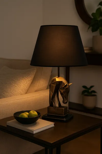 Opviq Stolní lampa Horses černá/bronzová