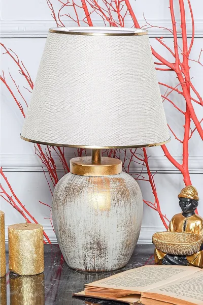 Opviq Stolní lampa Casypo krémová/zlatá