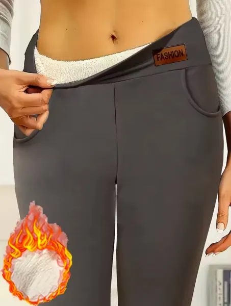 Zateplené sivé legíny s vreckom fashion Veľkosť: M
