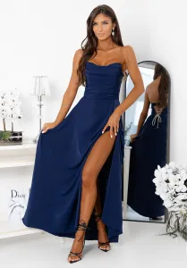 Whit You Elegantné dlhé spoločenské šaty WENUS s rozparkom 001610 Farba: Čierna, Veľkosť: 32