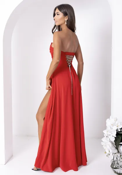 Whit You Elegantné dlhé spoločenské šaty WENUS s rozparkom 001610 Farba: Čierna, Veľkosť: 32