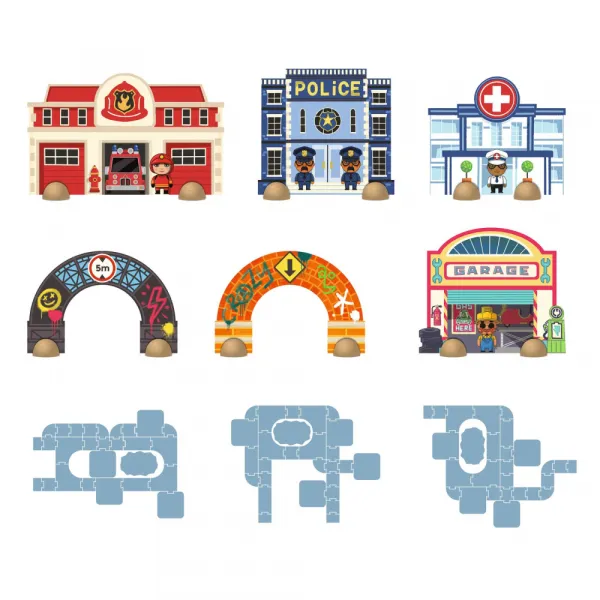 DJECO Mesto: Obrovské Puzzl'Up puzzle Crazy Motors, 28 + 6 dielikov