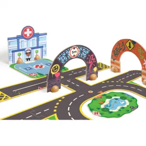 DJECO Mesto: Obrovské Puzzl'Up puzzle Crazy Motors, 28 + 6 dielikov
