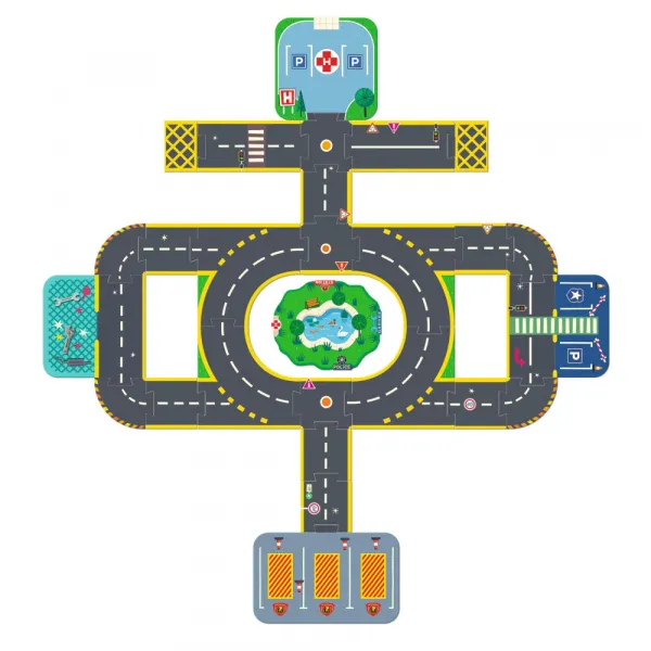 DJECO Mesto: Obrovské Puzzl'Up puzzle Crazy Motors, 28 + 6 dielikov