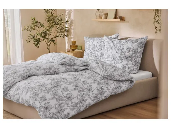 Livarno® Posteľná bielizeň z bavlny Renforcé, 140 x 200 cm (čierna/biela)