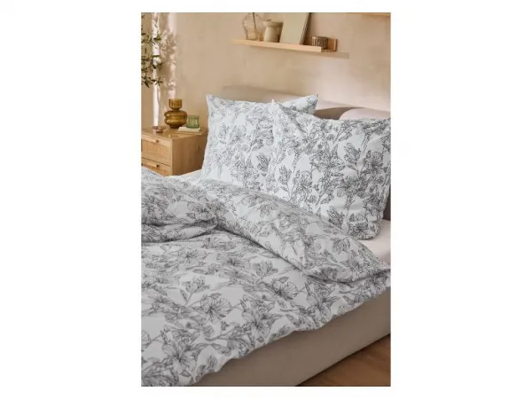 Livarno® Posteľná bielizeň z bavlny Renforcé, 140 x 200 cm (čierna/biela)