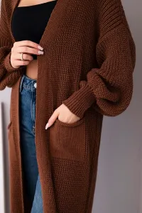 Legínovo Dlhý kardigan sveter cappuccino Farba: Hnedá, Veľkosť: UNI