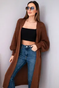 Legínovo Dlhý kardigan sveter cappuccino Farba: Hnedá, Veľkosť: UNI