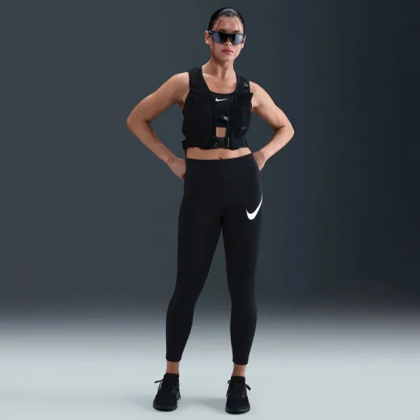 Dámske kompresné legíny NIKE W NK DF TEMPO HR 7 8 TGT SWHBR BLACK REFLECTIVE SILV WHITE