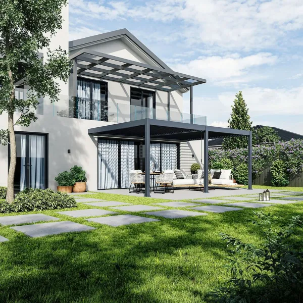 Bioklimatická pergola INTRO DUO 8x4 m k stene Rojaplast