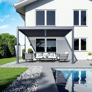 Bioklimatická pergola INTRO DUO 4x4 m k stene Rojaplast
