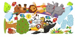 Veseládetskánálepkanastenusozvieratkami100x200cm 46171