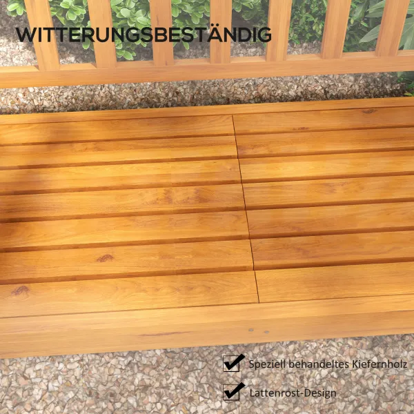 OUTSUNNY Záhradná trojmiestna lavica so zabudovaným stolom do 280 kg 153 x 56 x 91 cm svetlohnedá