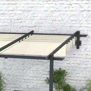 OUTSUNNY Kovová stenová pergola s plátennou strechou 300 x 300 cm krémová