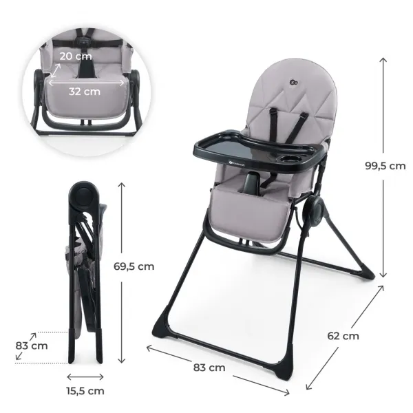 Jedálenská stolička Kinderkraft Binci Farba: Light grey