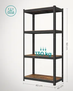 SONGMICS Dielenský regál Busta 80 cm čierny/ tmavohnedý