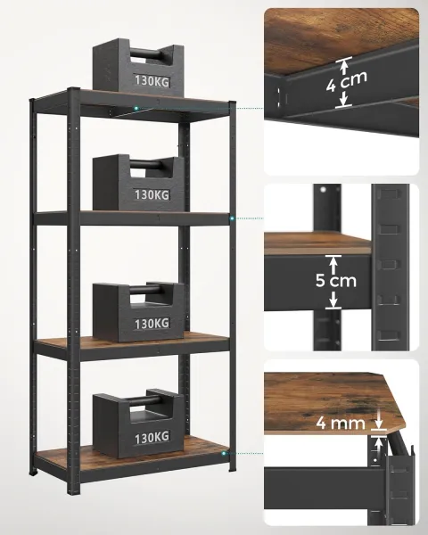 SONGMICS Dielenský regál Busta 80 cm čierny/ tmavohnedý