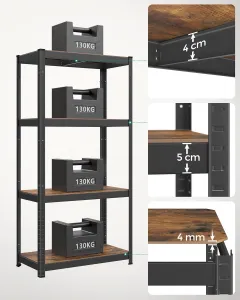 SONGMICS Dielenský regál Busta 80 cm čierny/ tmavohnedý