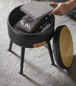 SONGMICS Taburet s úložným priestorom Vasagle Edgar I čierny