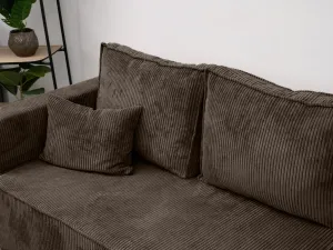 Tmavohnedá rohová pohovka SMART COSARO, obojstranná + 2 vankúšiky ZADARMO